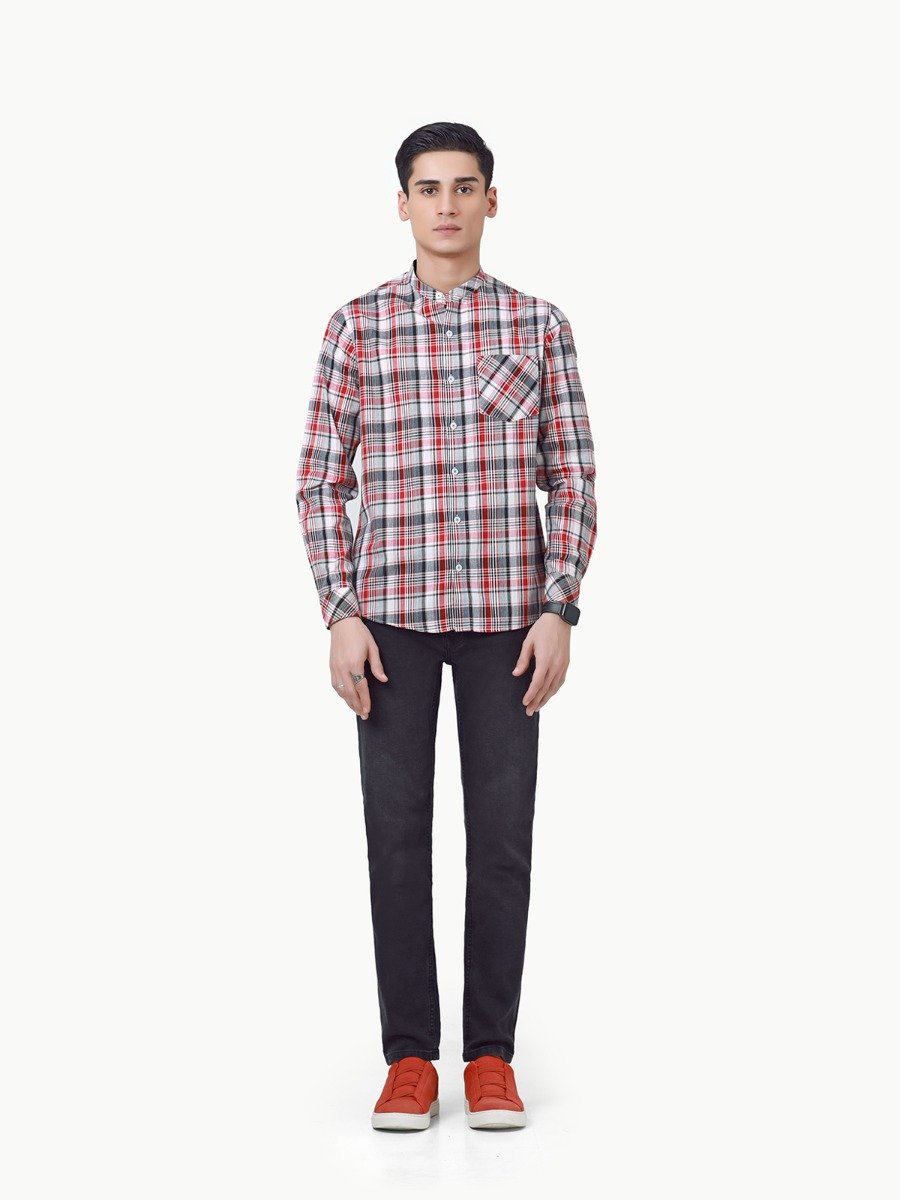Men's Red & White Casual Shirt - FMTS22-31755
