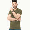 Men's Army Green V-Neck Basic Tee - FMTBS22-014