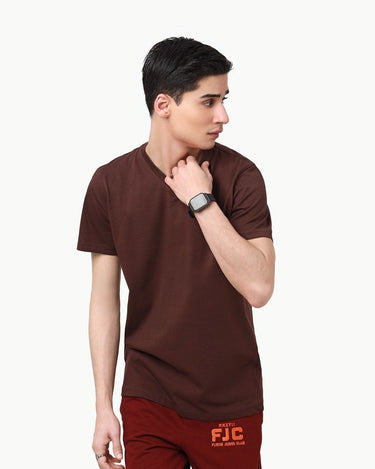 Men's Brown Basic Tee - FMTBT23-018