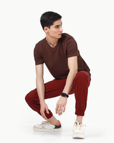 Men's Brown Basic Tee - FMTBT23-018