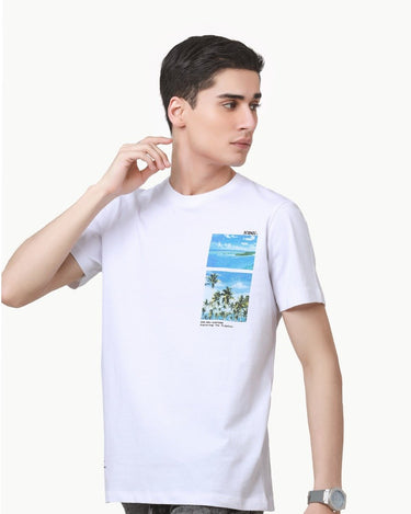 Men's White Graphic Tee - FMTGT23-062