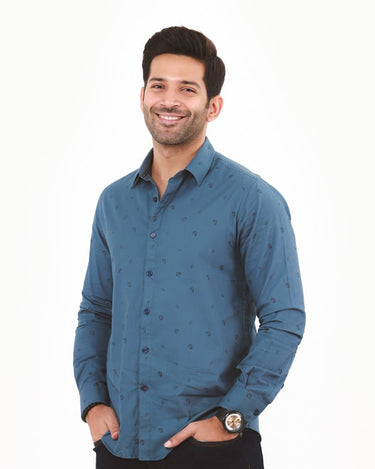 Men's Steel Blue Casual Shirt - FMTS22-31668