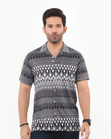 Men's Black White Casual Shirt - FMTS22-31654