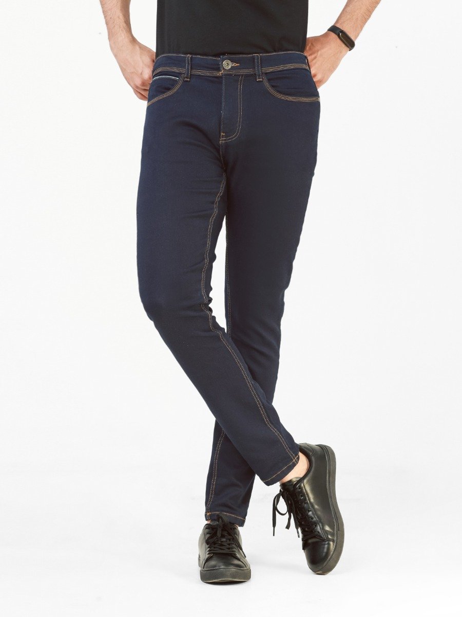 Men's Denim Blue Knitted Jeans - FMBP22-021