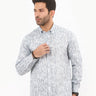 Men's Grey White Casual Shirt - FMTS22-31641