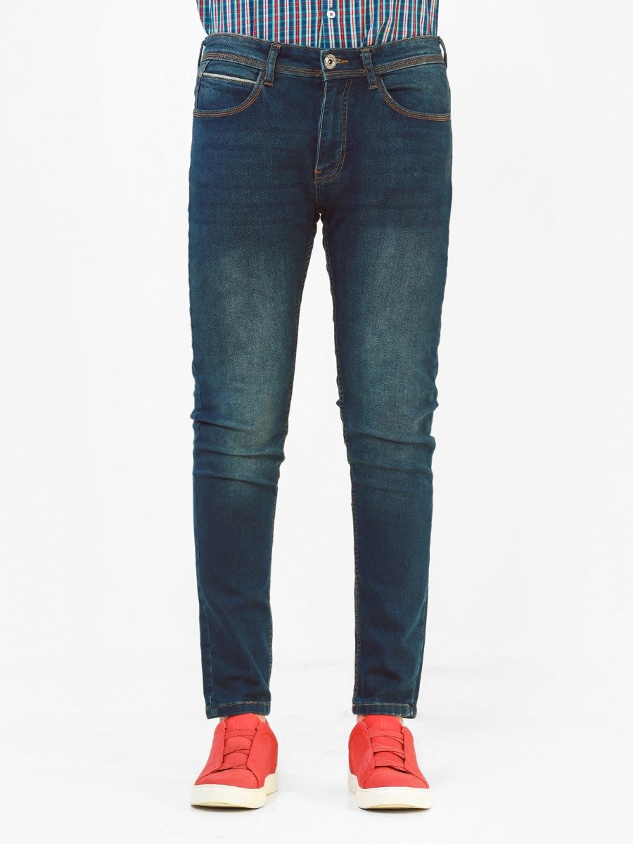 Men's Mid Blue Knitted Jeans - FMBP22-022