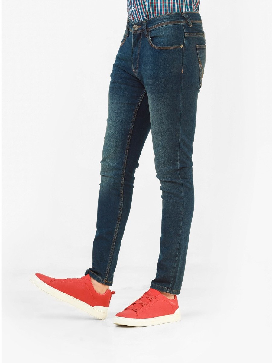 Men's Mid Blue Knitted Jeans - FMBP22-022