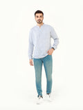 Men's Blue White Casual Shirt - FMTS22-31619