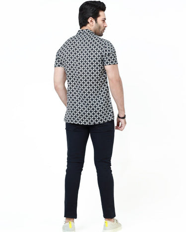 Men's Black & White Casual Shirt - FMTS22-31586