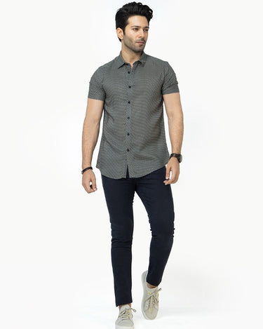 Men's Green Black Casual Shirt - FMTS22-31603