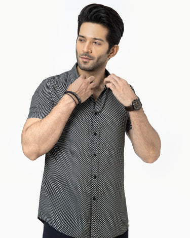 Men's Green Black Casual Shirt - FMTS22-31603