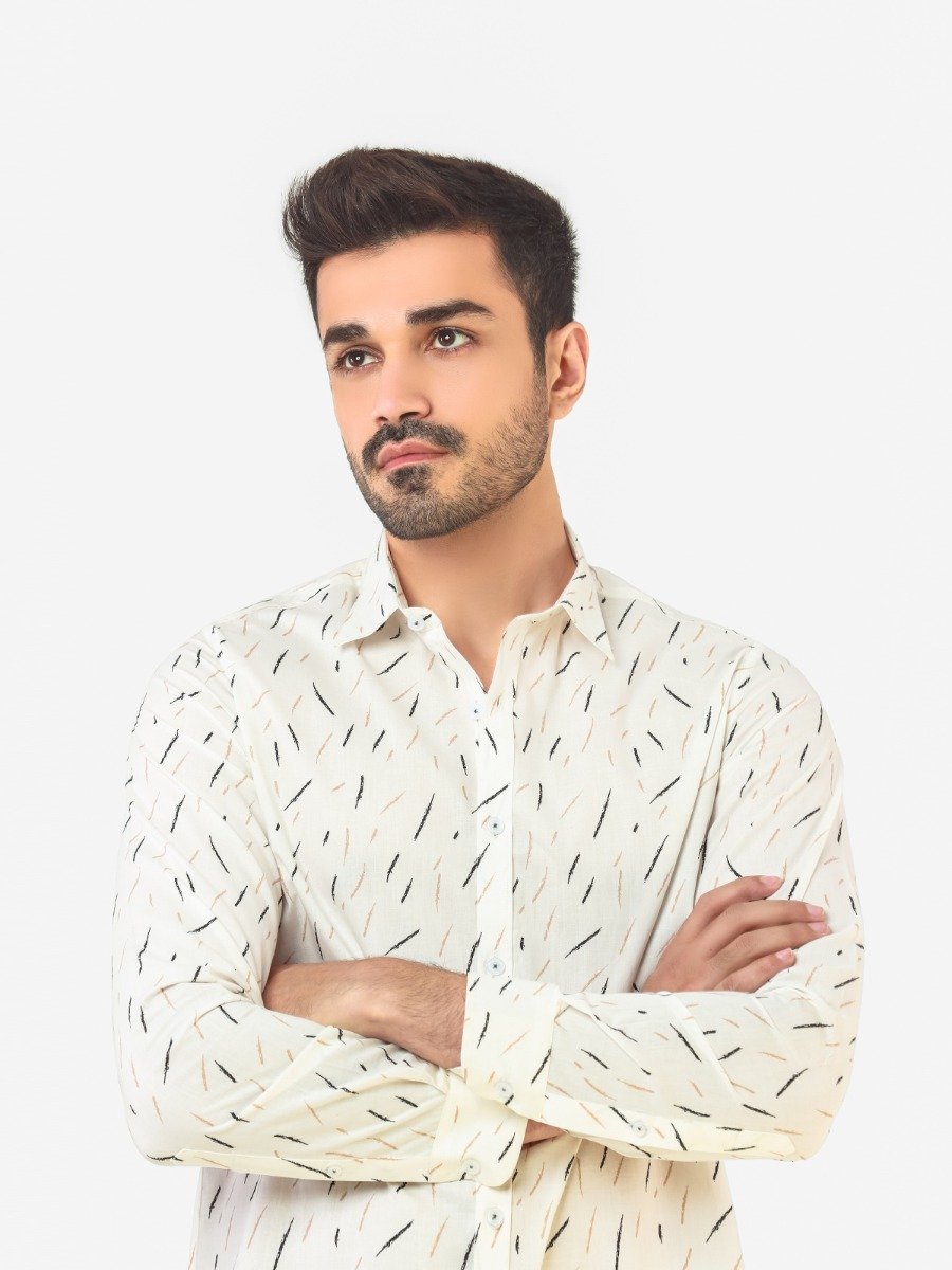 Men's White Casual Shirt - FMTS22-31624
