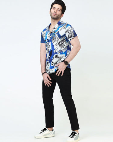 Men's Blue Casual Shirt - FMTS22-31600