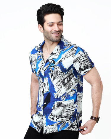 Men's Blue Casual Shirt - FMTS22-31600