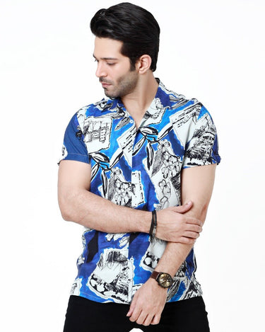 Men's Blue Casual Shirt - FMTS22-31600