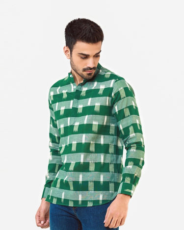 Men's Green White Casual Shirt - FMTS22-31618