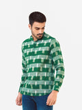 Men's Green White Casual Shirt - FMTS22-31618