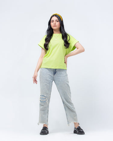Women's Neon Green Basic Tee - FWTBT23-020