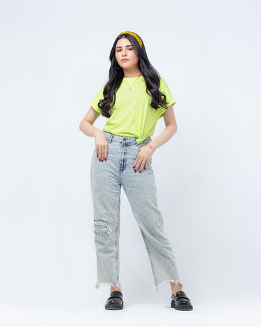 Women's Neon Green Basic Tee - FWTBT23-020