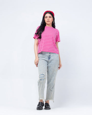 Women's Pink & White Classic Tee - FWTGT23-021