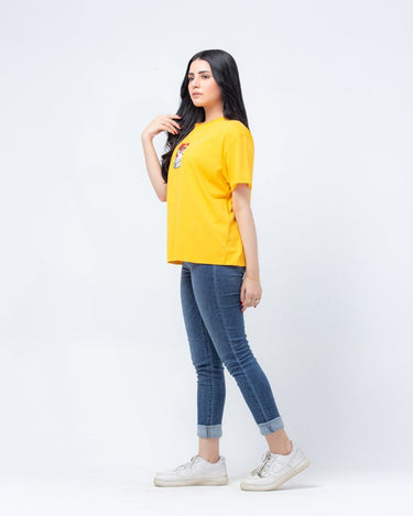 Women's Yellow Graphic Tee - FWTGT23-009