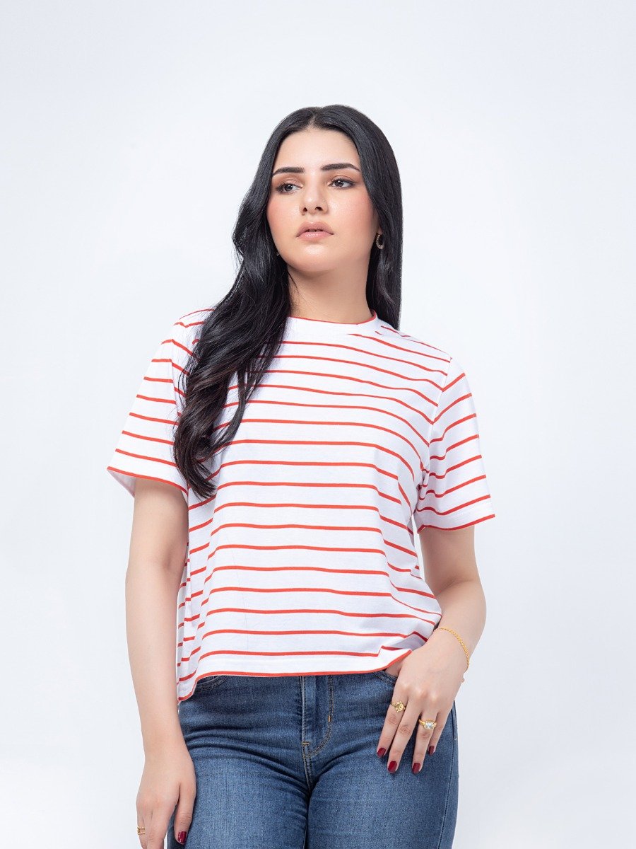 Women's White & Red Classic Tee - FWTGT23-053
