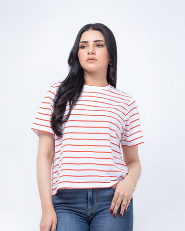 Women's White & Red Classic Tee - FWTGT23-053