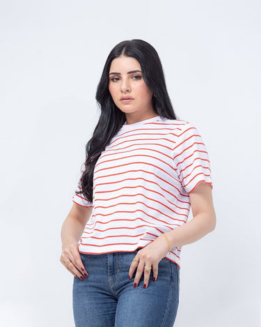 Women's White & Red Classic Tee - FWTGT23-053