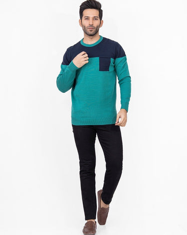 Men's Green Blue Sweater - FMTSWT21-002