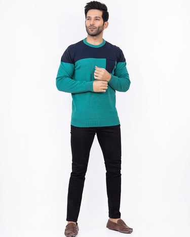 Men's Green Blue Sweater - FMTSWT21-002