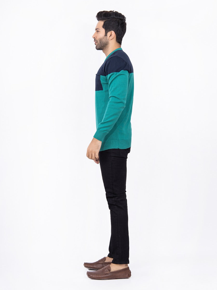 Men's Green Blue Sweater - FMTSWT21-002