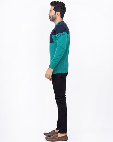 Men's Green Blue Sweater - FMTSWT21-002