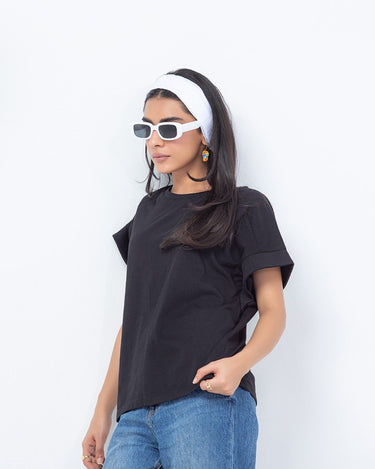 Women's Black Basic Tee - FWTBT23-017