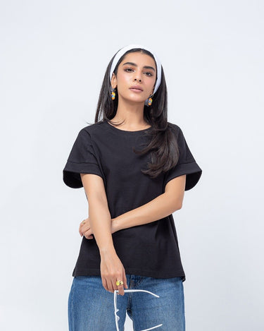 Women's Black Basic Tee - FWTBT23-017