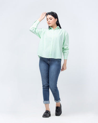 Women's Green & White Shirt - FWTS23-015