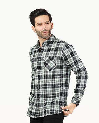 Men's Grey & Black Casual Shirt - FMTS22-31746