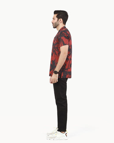 Men's Maroon & Black Casual Shirt - FMTS22-31689