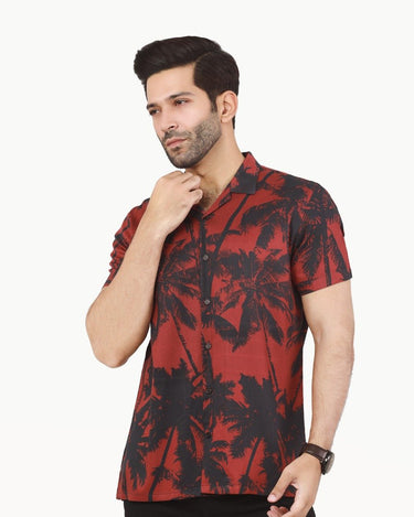 Men's Maroon & Black Casual Shirt - FMTS22-31689