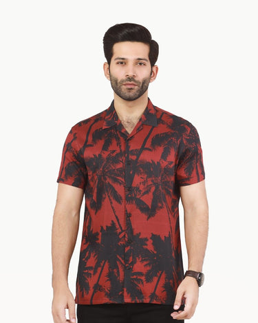 Men's Maroon & Black Casual Shirt - FMTS22-31689