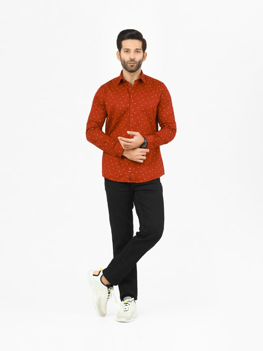 Men's Maroon Casual Shirt - FMTS22-31660