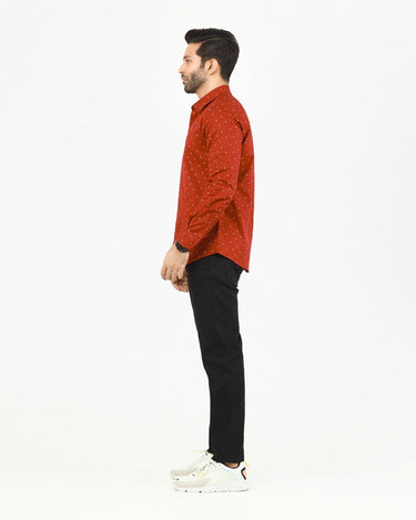 Men's Maroon Casual Shirt - FMTS22-31660