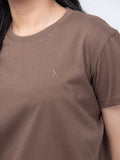 Women's Brown Basic Tee - FWTBT23-001