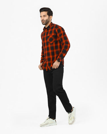 Men's Red & Black Casual Shirt - FMTS22-31745