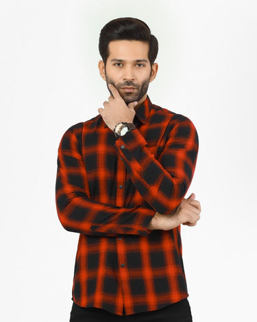 Men's Red & Black Casual Shirt - FMTS22-31745