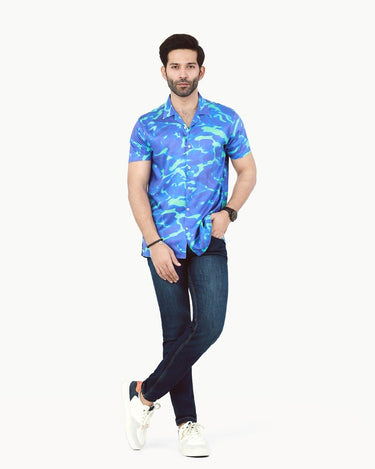 Men's Blue Casual Shirt - FMTS22-31676