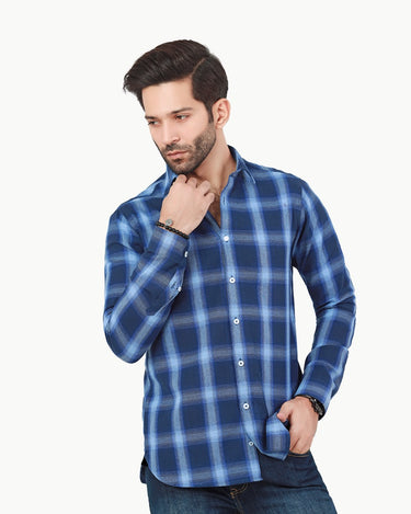 Men's Blue Casual Shirt - FMTS22-31739