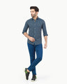 Men's Blue Multi Casual Shirt - FMTS23-31733