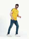 Men's Yellow Crew Neck Graphic Tee - FMTGT22-003