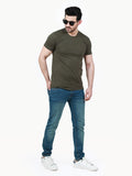 Men's Army Green Crew Neck Basic Tee - FMTBS22-007