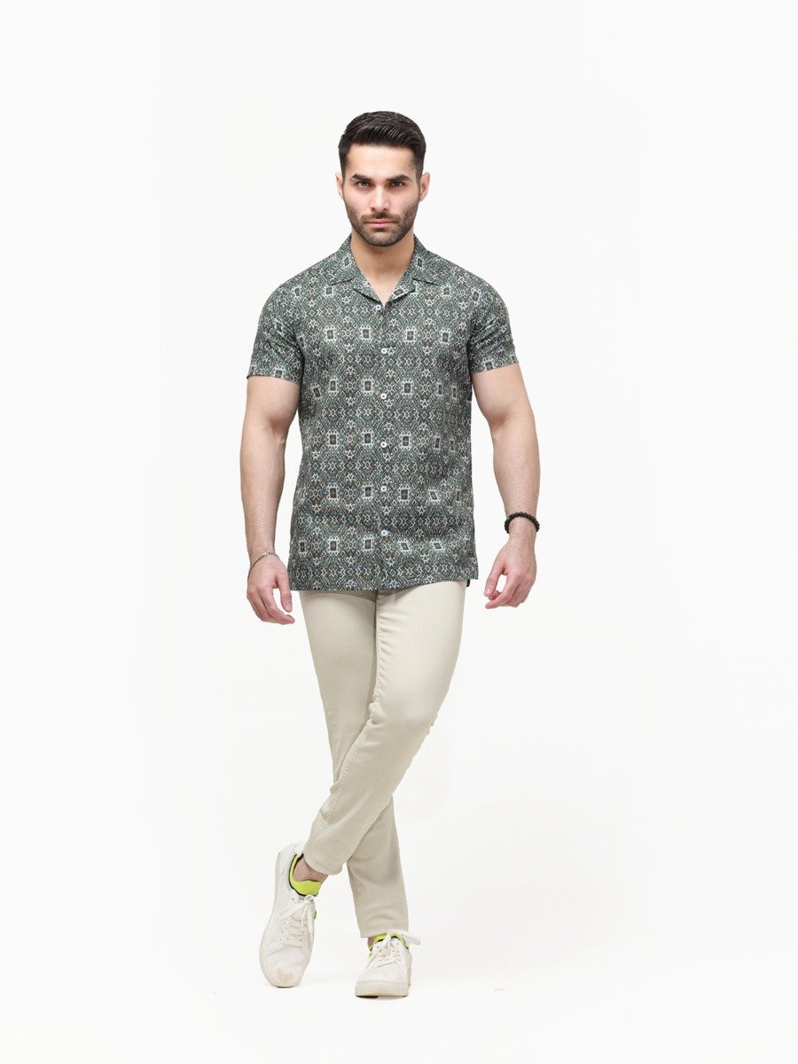 Men's Grey Multi Casual Shirt - FMTS22-31728